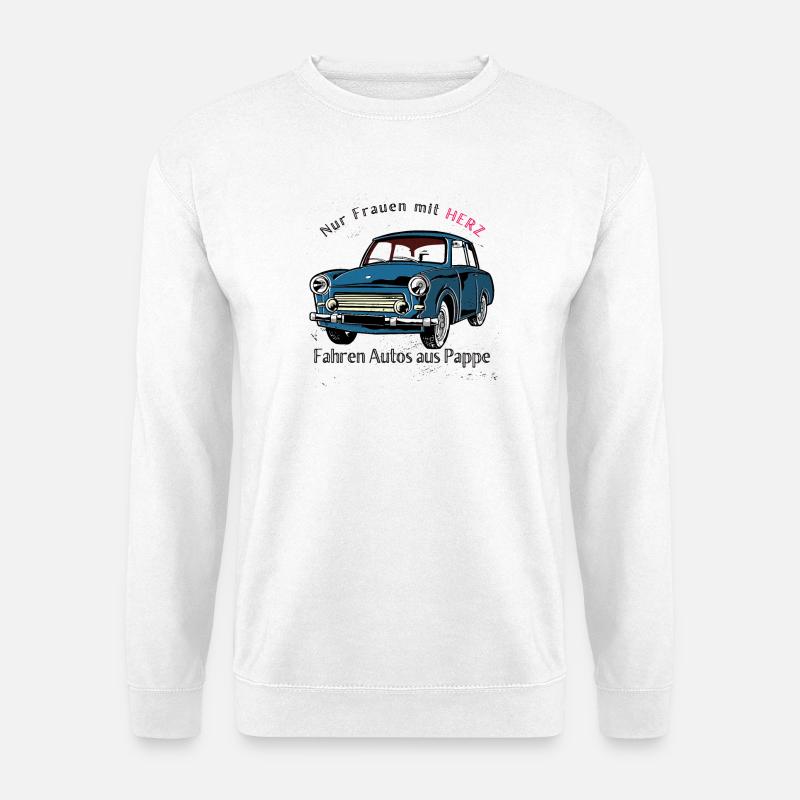 Trabi DDR Nostalgie Frauen mit Herz Pappe - Unisex Pullover - Weiß
