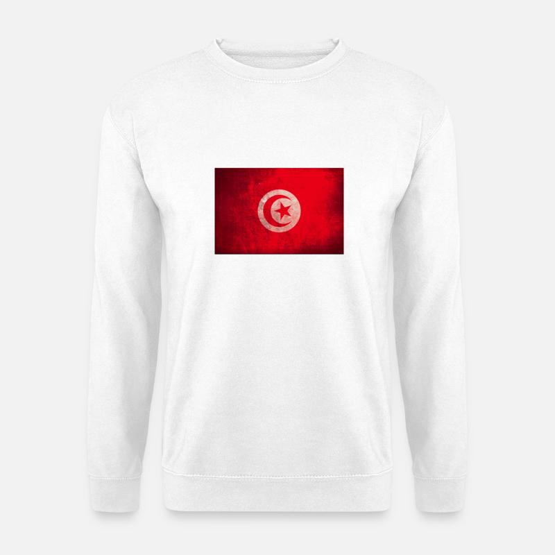Tunesische Flagge Kreis Emblem - Unisex Pullover - Weiß