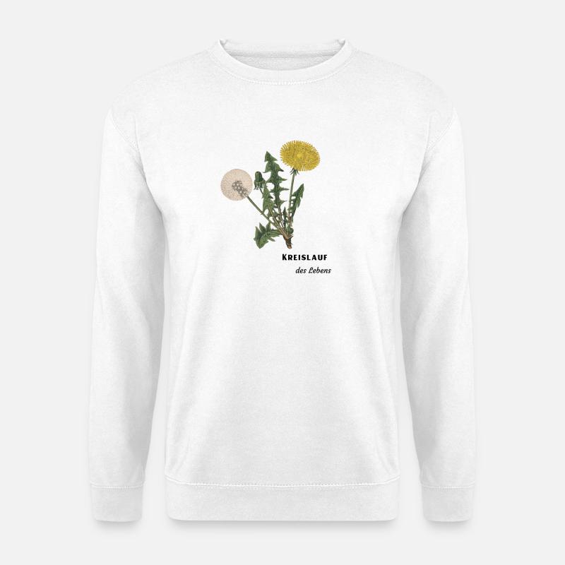 Kreislauf des Lebens, Löwenzahn, Pusteblume - Unisex Pullover - Weiß