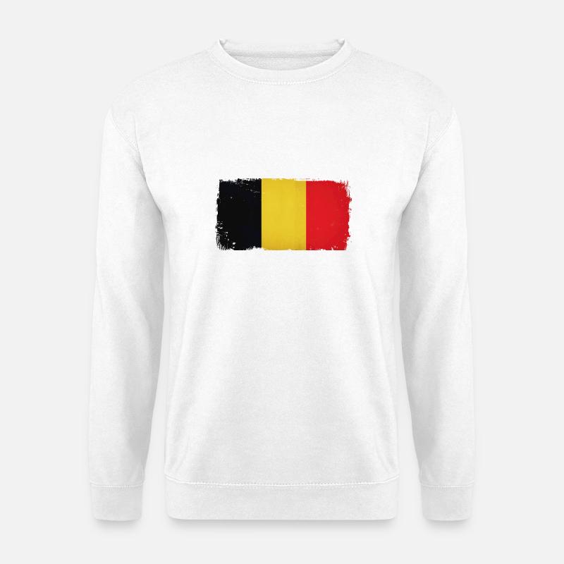 Grunge Belgien Flagge - Unisex Pullover - Weiß