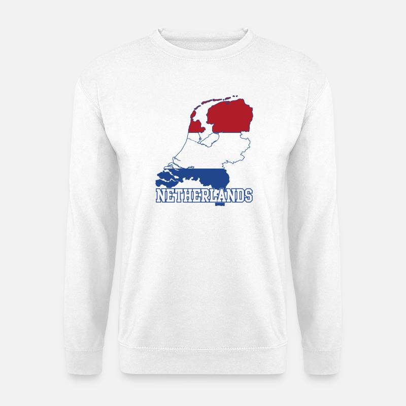 Netherlands Flag Map Silhouette - Unisex Sweatshirt - white