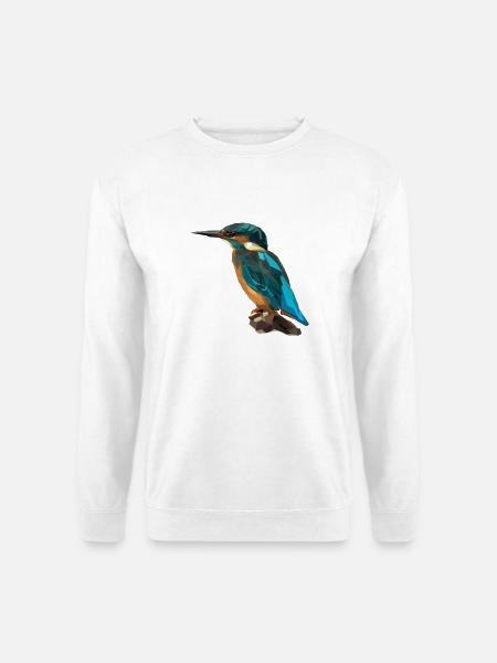 Low-Poly Eisvogel Auf Stein - Unisex Pullover - Weiß