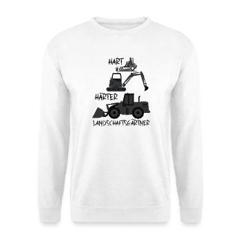 Baumaschinen-Spektakel am Bau - Unisex Pullover - Weiß - Vorne - Alina (178cm) & Michal (187cm)