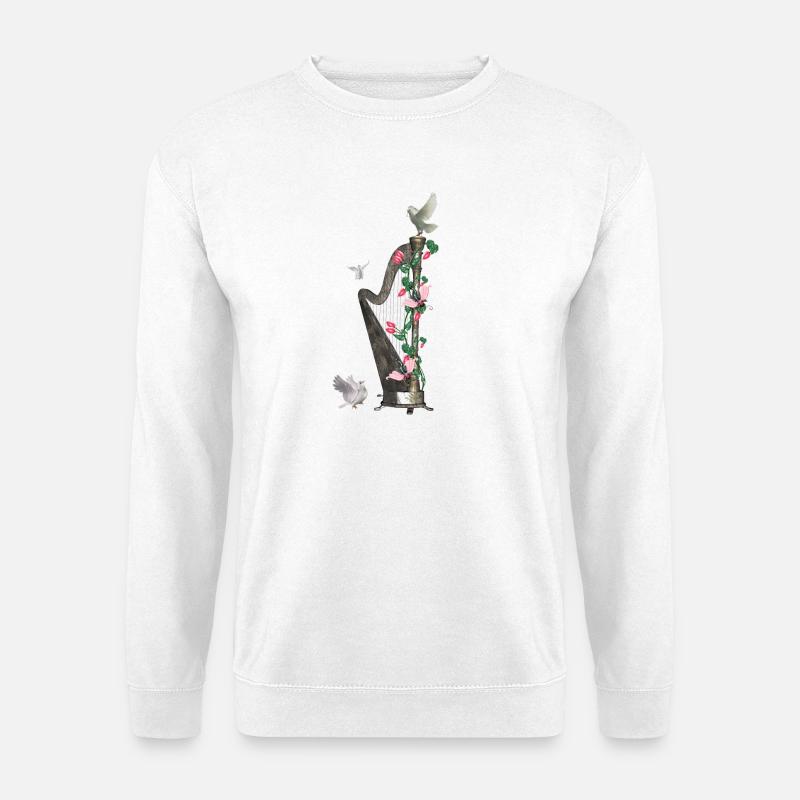 Wunderbare Harfe mit Taube - Unisex Pullover - Weiß