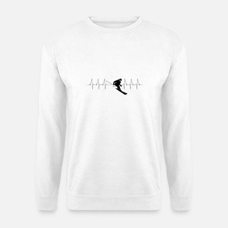 Ski Herzschlag Skifahren Ekg - Unisex Pullover - Weiß