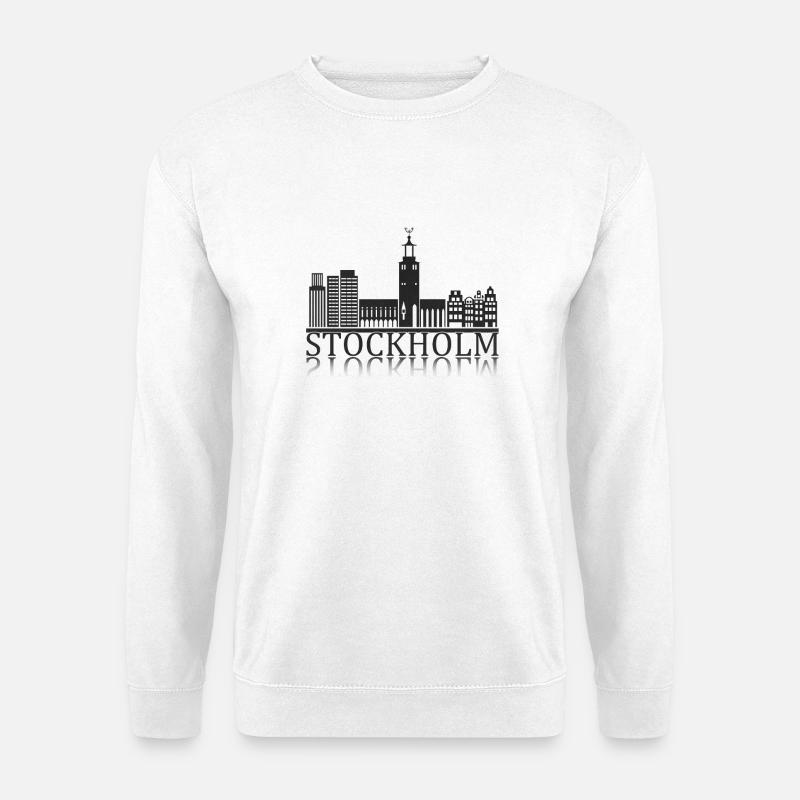 Stockholm Skyline Silhouette - Unisex Pullover - Weiß