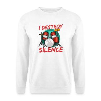 Schlagzeuger Schlagzeug - Unisex Pullover - Weiß - Vorne - Alina (178cm) & Michal (187cm)