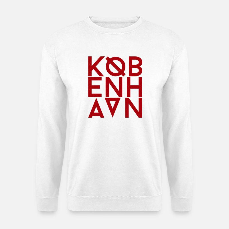 København Typo Monogram in Crimson Red - Unisex Pullover - Weiß