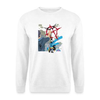 Urban Graffiti Spray Aktion Anarchy - Unisex Pullover - Weiß - Vorne - Alina (178cm) & Michal (187cm)