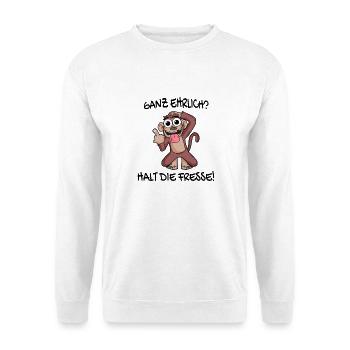 Ganz ehrlich halt die Fresse Affe - Unisex Pullover - Weiß - Vorne