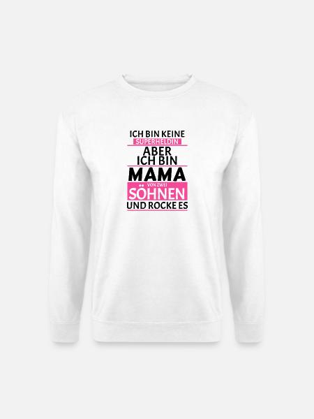 Superheldin Mama Zwei Söhne Spruch Geschenk - Unisex Pullover - Weiß