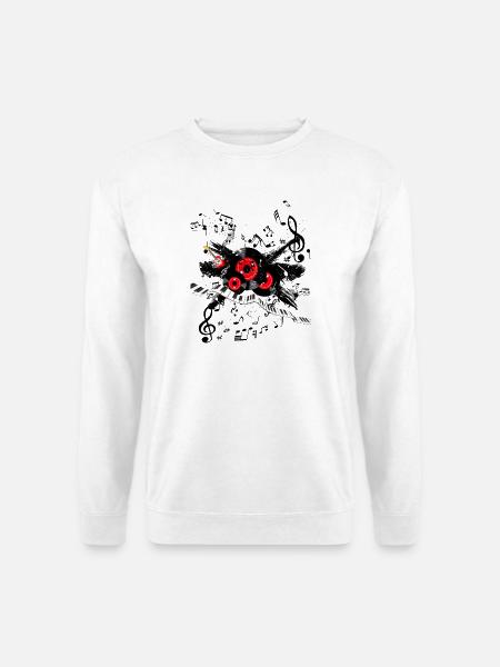 Rote Plattenmelodie und Tastenspur - Unisex Pullover - Weiß