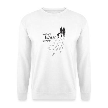 Hund - NEVER WALK ALONE, Mann Frau, Gassi - Unisex Pullover - Weiß - Vorne