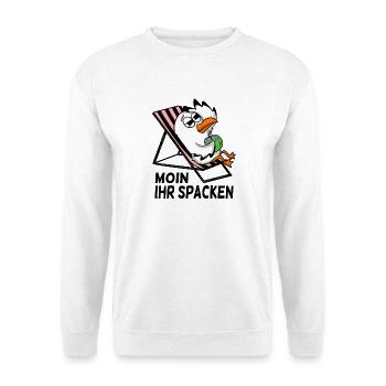 Möwe am Strand - Moin Ihr Spacken - Unisex Pullover - Weiß - Vorne
