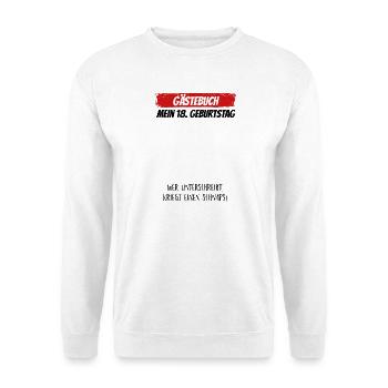 Gästebuch 18. Geburtstag Gästeliste 18 Jahre - Unisex Pullover - Weiß - Vorne