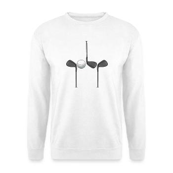 Golfschläger Golfspieler - Unisex Pullover - Weiß - Vorne - Alina (178cm) & Michal (187cm)