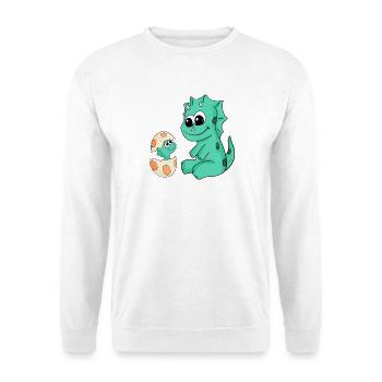 Dinosaurier mit Baby Dinosaurier - Unisex Pullover - Weiß - Vorne