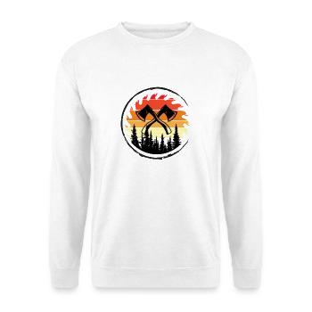 Kreuzäxte im Wald am Sonnenuntergang - Unisex Pullover - Weiß - Vorne