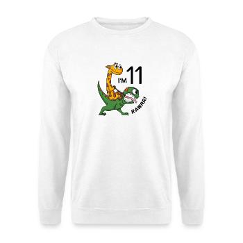 11 birthday boy - 11 years Dino Giraffe - Unisex Sweatshirt - white - Front