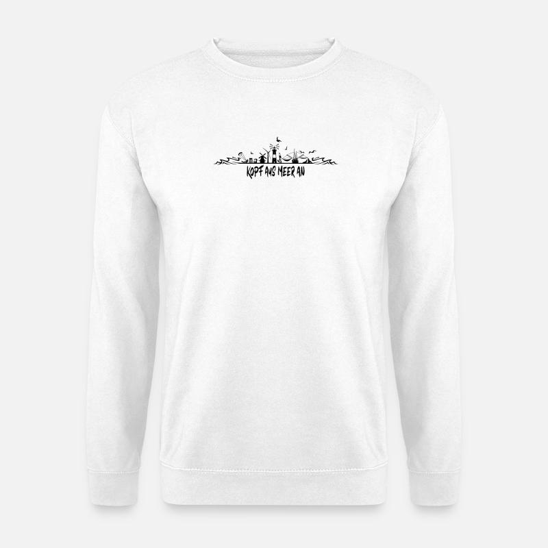 Kopf Aus Meer An Skyline Fischkutter Küste Nordsee - Unisex Pullover - Weiß