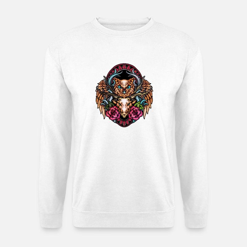 Atemberaubende bunte Eule - Unisex Pullover - Weiß
