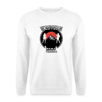 Western Girl Mountain Silhouette - Unisex Pullover - Weiß - Vorne