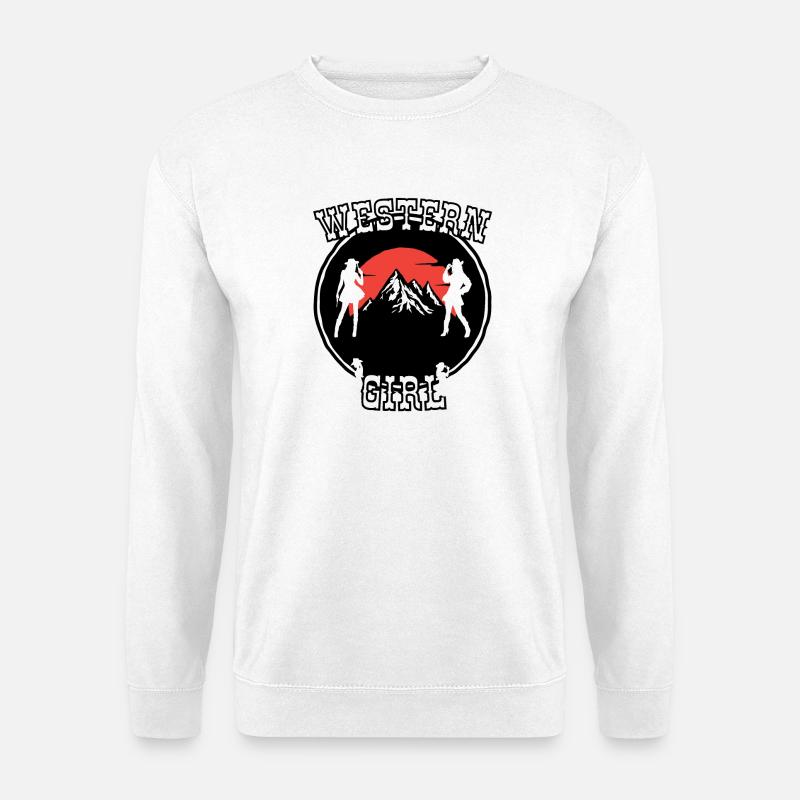 Western Girl Mountain Silhouette - Unisex Pullover - Weiß