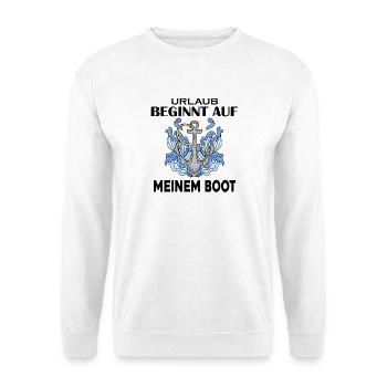 Motorboot Kapitän Urlaub Spruch Geschenk - Unisex Pullover - Weiß - Vorne