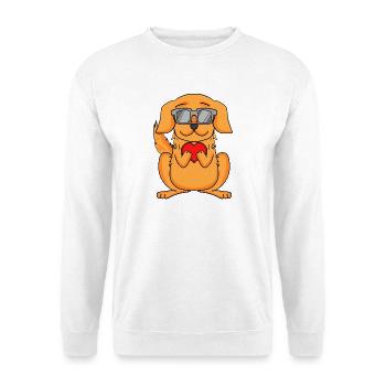 Golden Retriever mit Sonnenbrille und Herz - Unisex Pullover - Weiß - Vorne