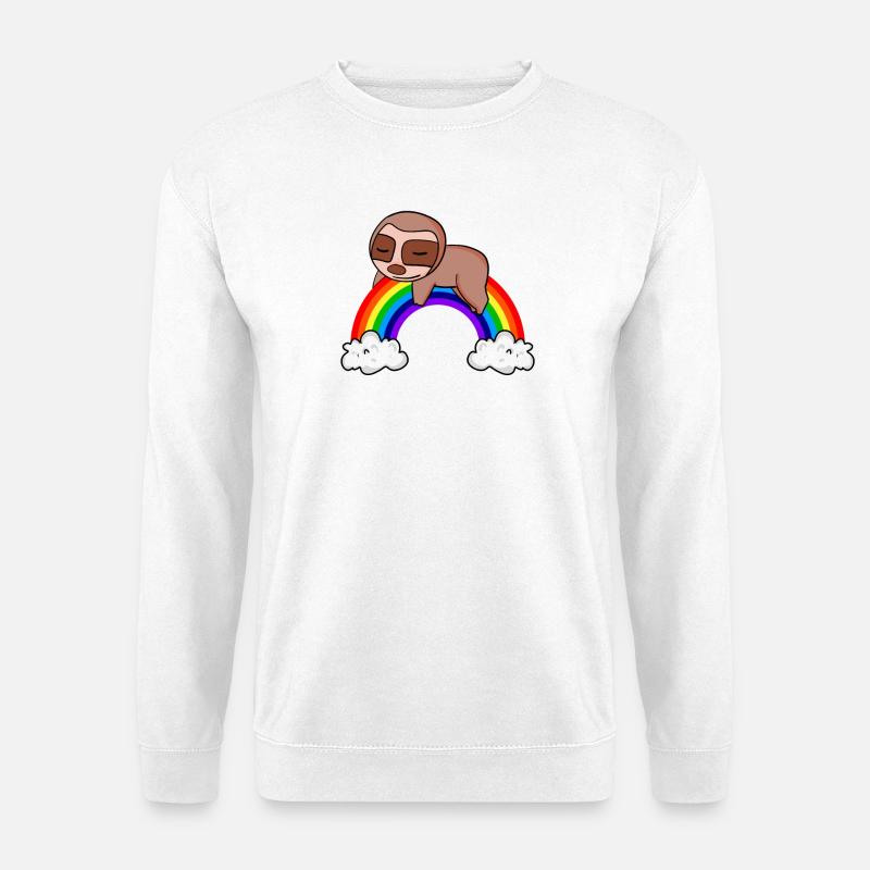 Regenbogen Faultier - Unisex Pullover - Weiß