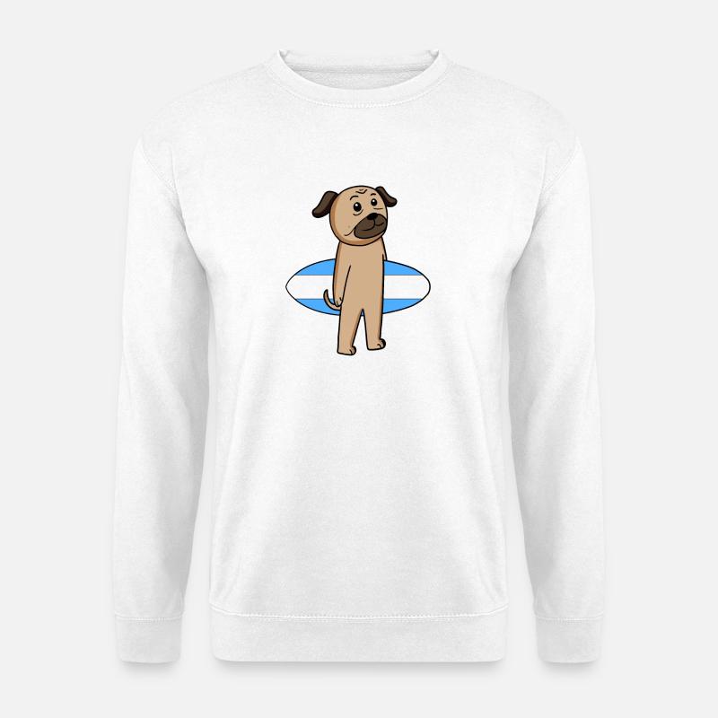Surfboard Dog Pug Surfing Gift - Unisex Sweatshirt - white