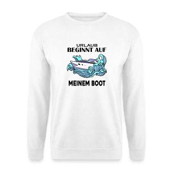 Urlaub Motorboot Kapitän Bootsführerschein - Unisex Pullover - Weiß - Vorne