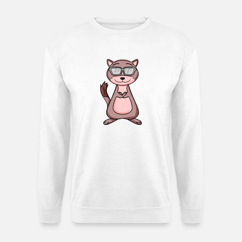Weasel with sunglasses - Unisex Sweatshirt - white