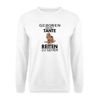 Tante Reiten Baby Strampler Pferd - Unisex Pullover - Weiß - Vorne