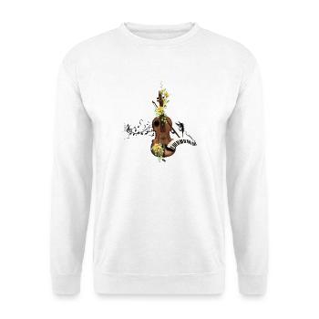 Wunderbare Geige mit Klavier und Blumen. - Unisex Pullover - Weiß - Vorne