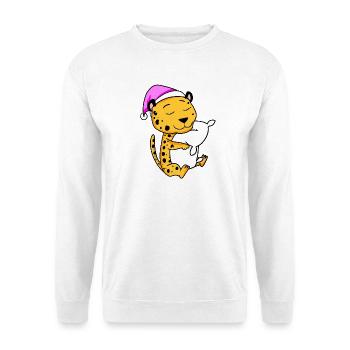 Guépard avec oreiller et bonnet de couchage - Sweat-shirt Unisexe - blanc - Devant