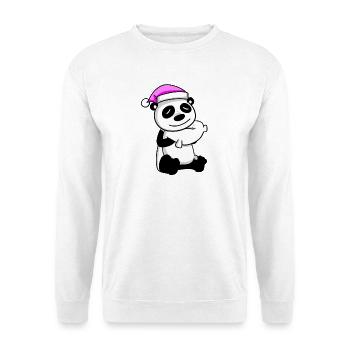 Panda avec oreiller et bonnet de couchage - Sweat-shirt Unisexe - blanc - Devant