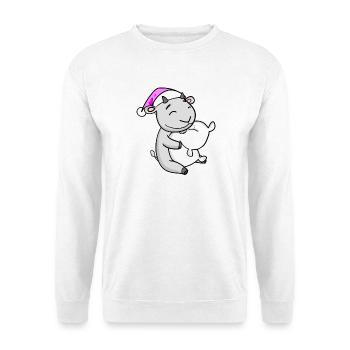Ziege mit Kissen und Schlafmütze - Unisex Pullover - Weiß - Vorne