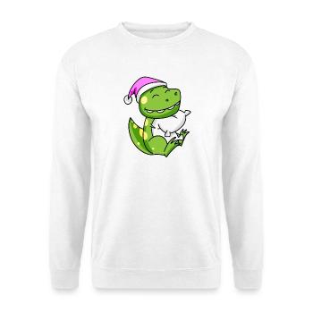 Dinosaure avec oreiller et bonnet de couchage - Sweat-shirt Unisexe - blanc - Devant