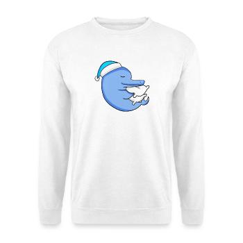 Delfin mit Kissen und Schlafmütze - Unisex Pullover - Weiß - Vorne