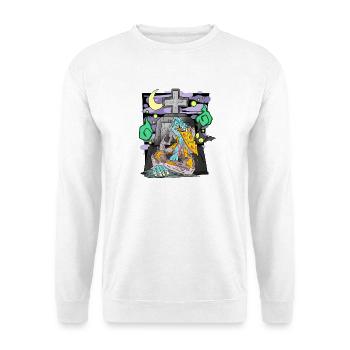 Zombie Grabstein Pizza lustig - Unisex Pullover - Weiß - Vorne