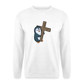 Penguin with cross - Unisex Sweatshirt - white - Front