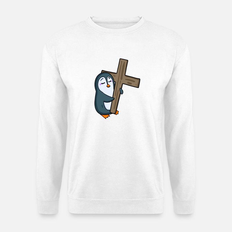 Penguin with cross - Unisex Sweatshirt - white