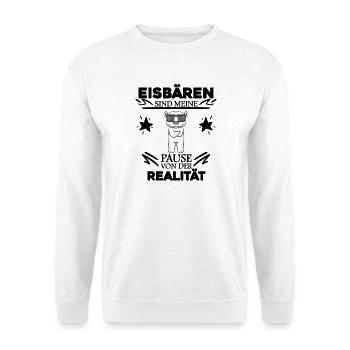 Eisbär Polarbär Bär - Unisex Pullover - Weiß - Vorne - Alina (178cm) & Michal (187cm)