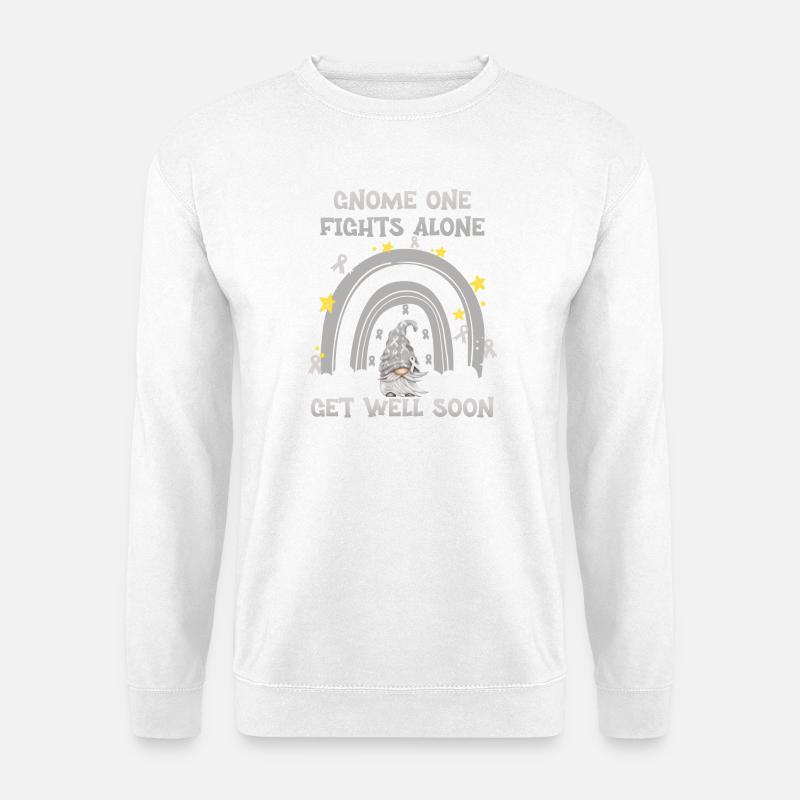 Gnome One Fights Alone Hirnkrebs - Unisex Pullover - Weiß