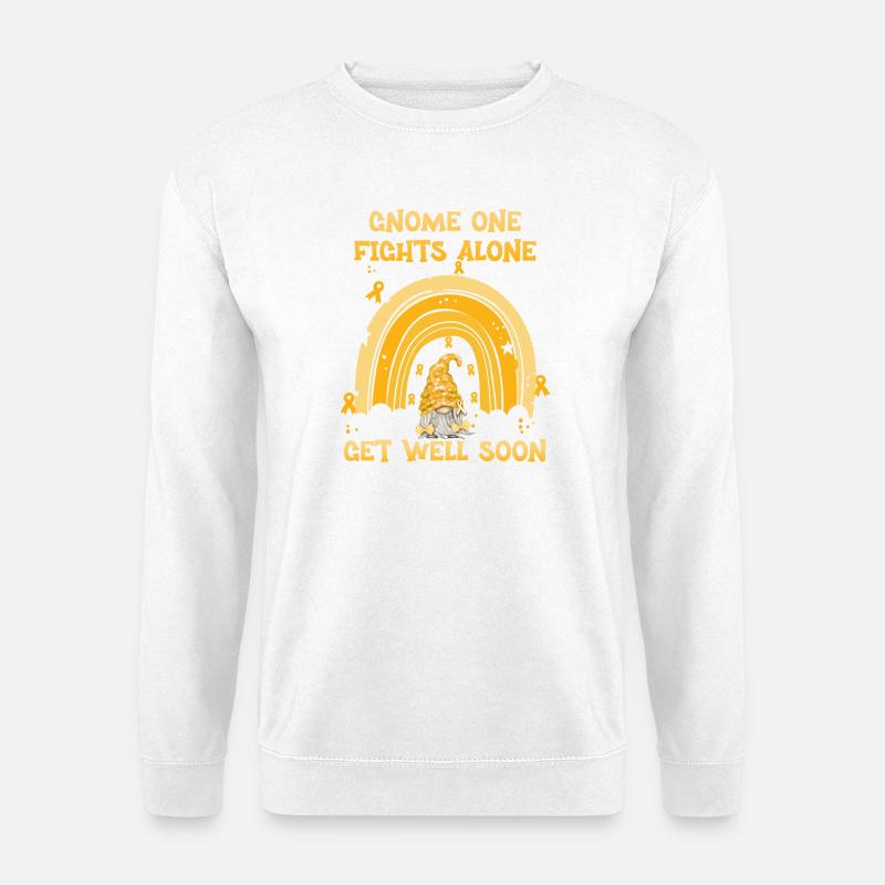 Gnome One Fights Alone Appendix Cancer - Unisex Sweatshirt - white