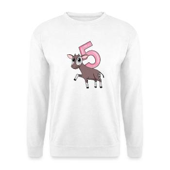 Mädchen 5 Jahre alt Okapi 5. Geburtstag Geschenk - Unisex Pullover - Weiß - Vorne