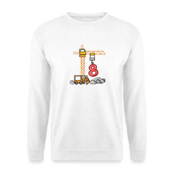 8. Geburtstag 8 Jahre Kran Baustelle Junge - Unisex Pullover - Weiß - Vorne