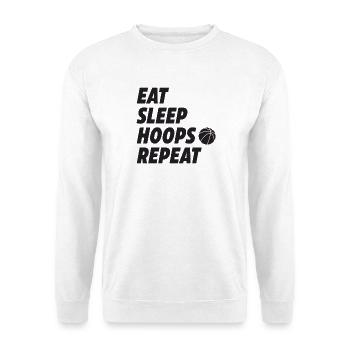 Eat Sleep Hoops Repeat Basketball - Unisex Pullover - Weiß - Vorne