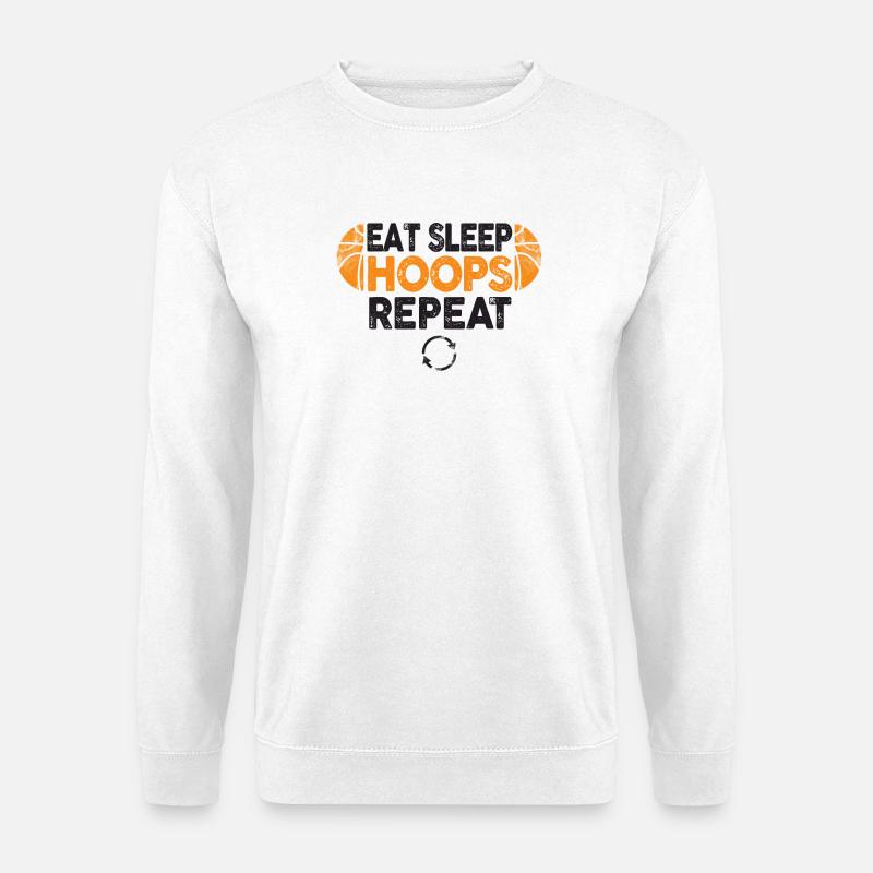 Eat Sleep Hoops Repeat Basketball - Unisex Sweatshirt - white